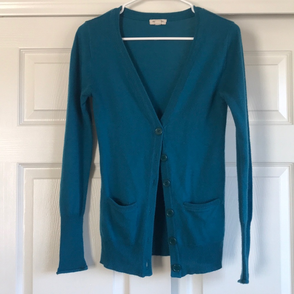 Teal cardigan sweater